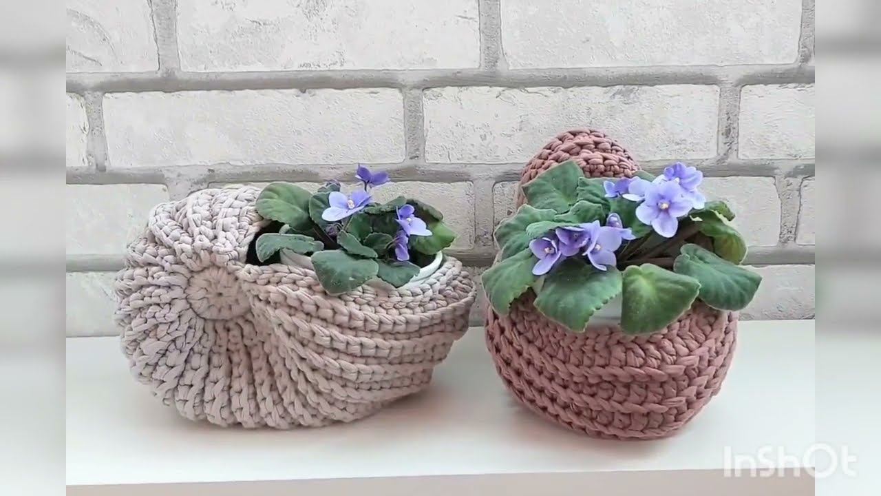 Flowers planter kneeted basket On table decor gift New home gift