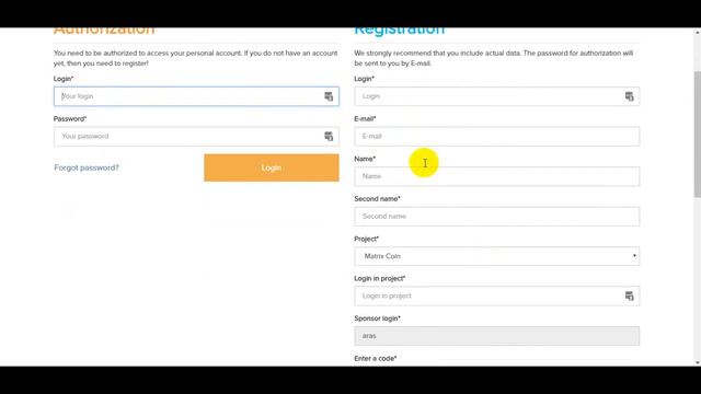 MatrixCoin Регистрация и заполнение профиля MatrixCoin