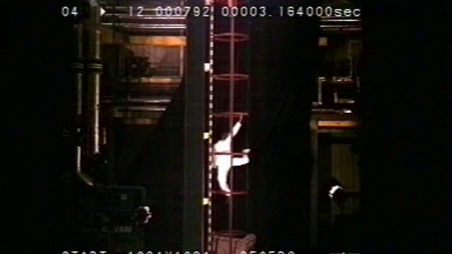 Fall in a cage ladder