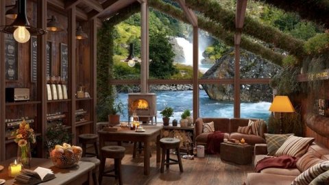 Летний день в уютной кофейне у ручьев ☕ Джазовая музыка на пианино для работы, учебы