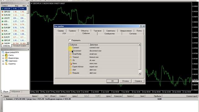Отключить звуки Metatrader