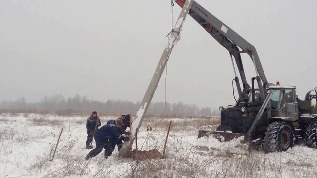 Установка электрических столбов в Слободе Тараево