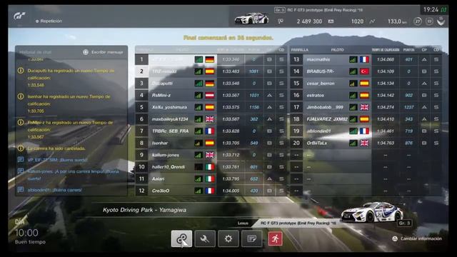 GT Sport. T.7 Ronda 2 Kyoto Yamagiwa - Lexus RC F Gr. 3 TRZ-rimuaz