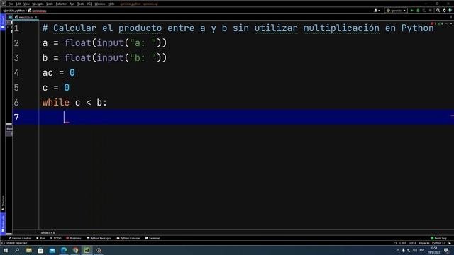 Calcular el producto entre a y b sin utilizar multiplicación en Python