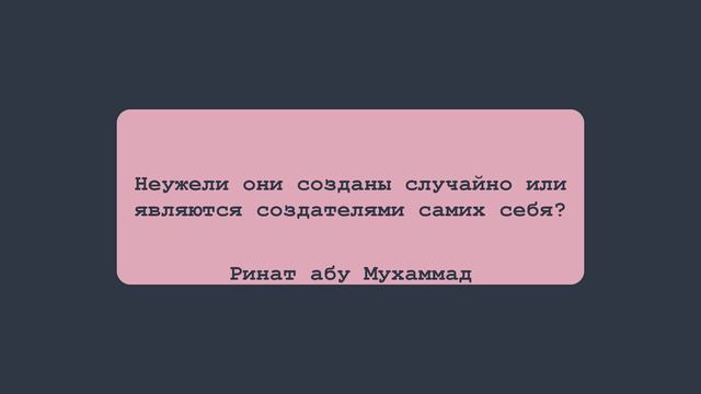 Неужели они созданы случайно или являются создателями самих себя | Ринат абу Мухаммад