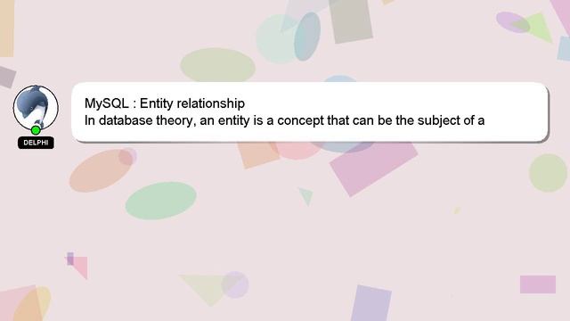 MySQL : Entity relationship