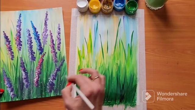 Как легко нарисовать лавандовое поле гуашью. Урок рисования для начинающих.