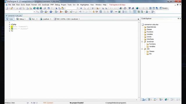 how to write comment on php telugu tutorial