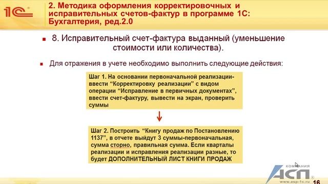 Особенности отражения корректировочных и исправительных счетов фактур в программах 1С:Предприятие