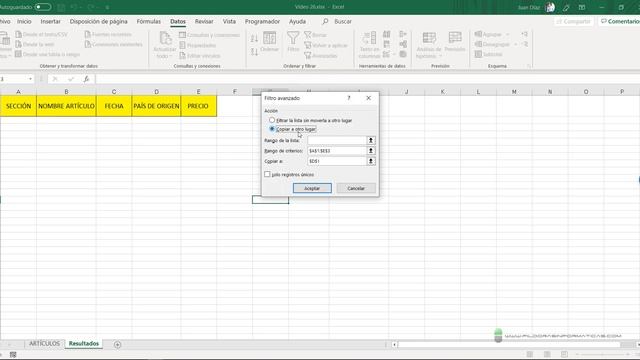 Curso Excel 2019. Filtros avanzados II. Vídeo 29