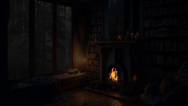 Rain and Crackling Fireplace for Stress-Free Nights - Embrace Tranquility