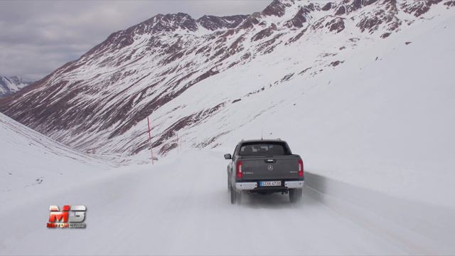 NEW MERCEDES CLASSE X 350D 4MATIC - PASSO DEL ROMBO - FIRST TEST SNOW DRIVE ONLY SOUND