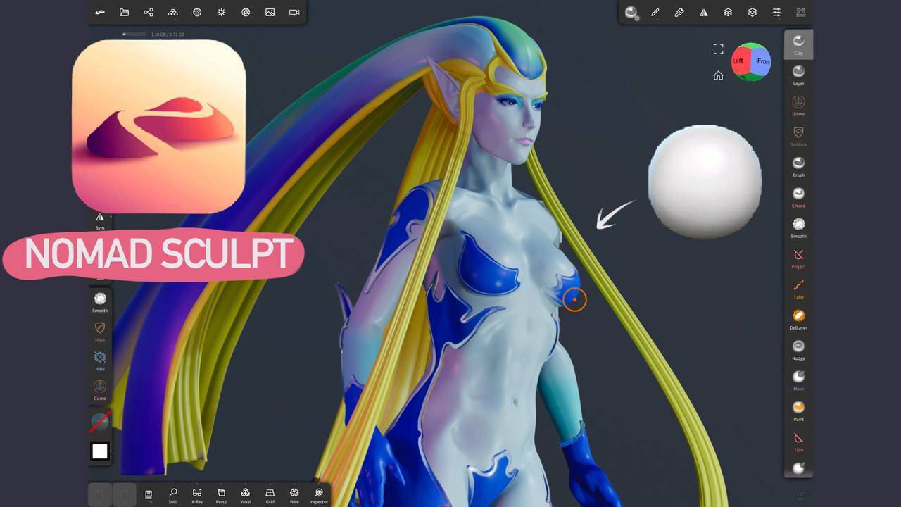 Скульптинг 3д моделинг Shiva из Final Fantasy VIII в Nomad Sculpt на iPad Pro #nomadsculpt #3dmodel