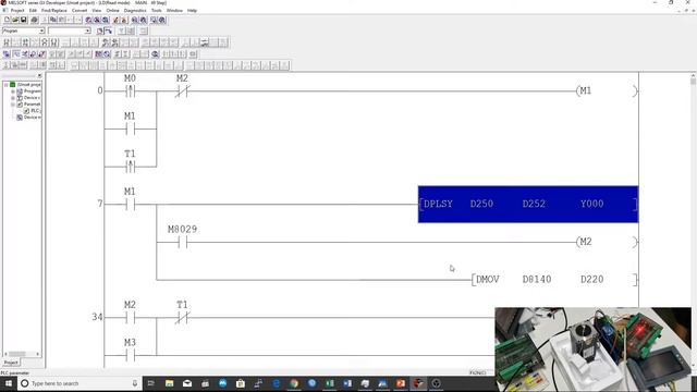 วิธีการทดสอบควบคุม STEPPING MOTOR ด้วย PLC MITSUBISHI FX2N-20MTพร้อมจอแสดงผล SK-050HE