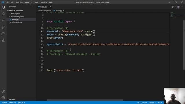 Cambodia Khmer Python Lesson 56 EncryptDecrypt md5sha1sha256sha512