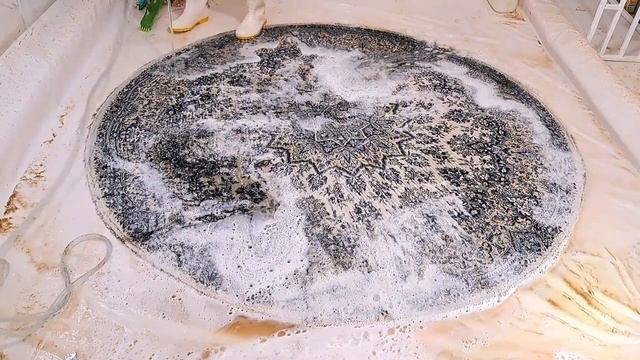 Restoring A Round Rug Engulfed In Mud/ Satisfying Carpet Cleaning ASMR
