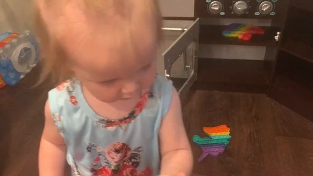 Play kitchen full of hidden fidget toys! Simple Dimples, Pop It’s, Infinity Cubes HIDDEN!