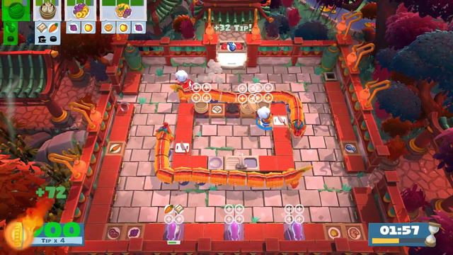 Overcooked 2. Chinese New Year. Level 1-6. 4 Stars. 2 Player Co-op