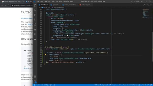 48.Create Custom Notification Channel In Flutter | Chat App
