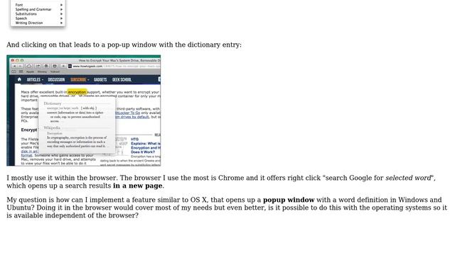 OS X right click / define on ubuntu and windows 7