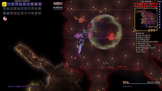 Terraria Calmity Mod: Brain of Cthulhu No-Hit Summoner [Death Mode]
