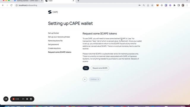 Getting started with CAPE (CAPE setup, Request CAPE tokens, basic CAPE feature overview)