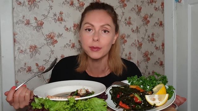 Mukbang/Shrimp miso soup / Seaweed/not ASMR/ Мукбанг/ Мисо-суп с креветками/Морская капуста/не АСМР