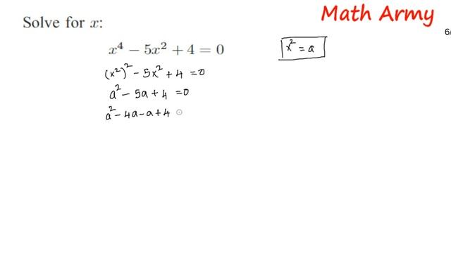 Solve: x^4-5x^2+4=0