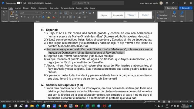 SEFER YESHAYAHU CLASE #44 ISAÍAS CAP 8:1-8, SERGIO RUIZ