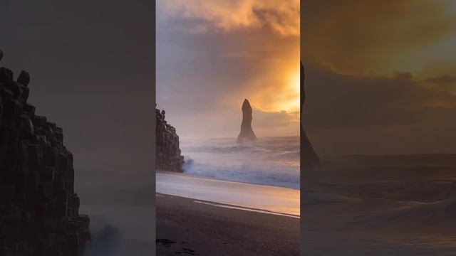 Невероятный рассвет на побережье в Исландии