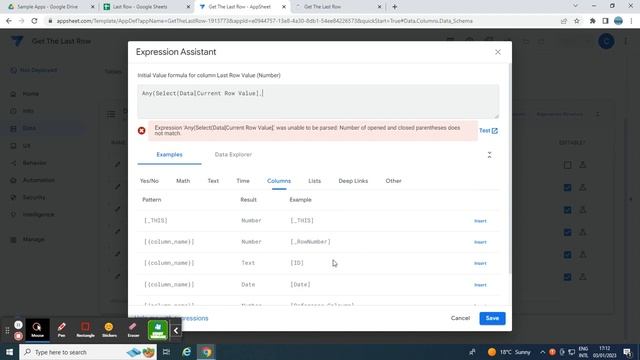 AppSheet How To Get The Last Row Value of a Column