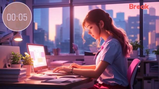 Study With Me Pomodoro 45/5 ? Productivity and Concentration?Lofi Music for Office and Work ?