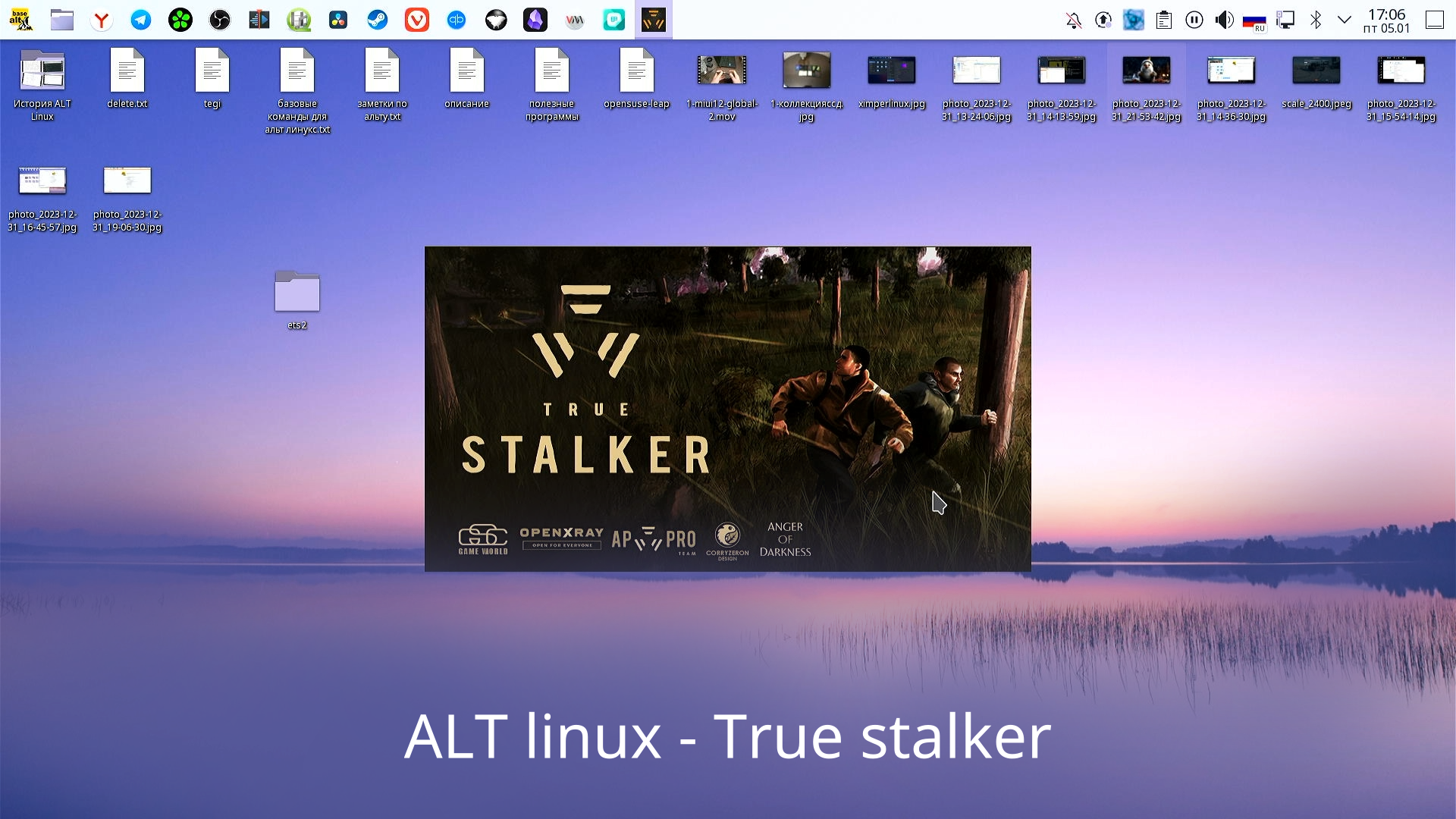 True stalker на Альт линукс с помощью Порт протон. i5 11400 + rx5600xt + DX11