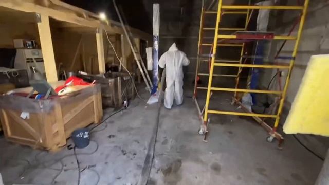 Утепление автосервиса напылением ППУ.