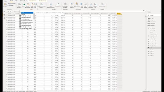 DAX Grundlagen, kalkulierte Spalte "Umsatz" Power BI