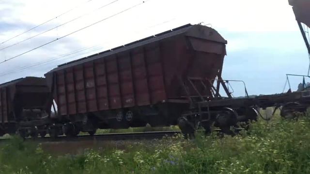 Товарный проезжает... Мостки, Новгородская область. 11.06.2017, 18:32
