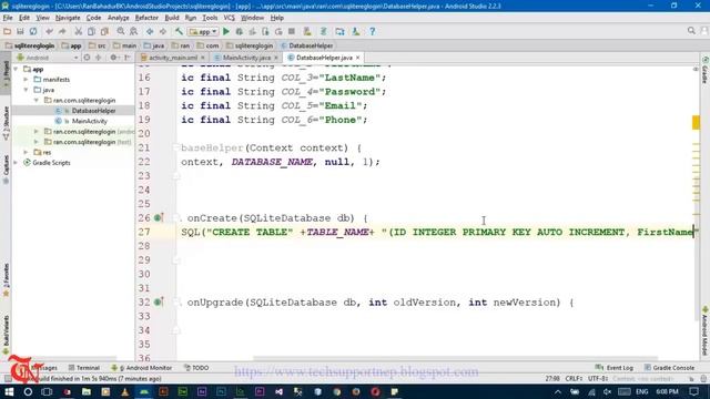 Create Registration and Login Form in Android Studio using SQLite Database[With Source Code][Part-1