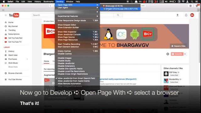 Quickly open a link in another browser from Mac Safari (BhargavGV)