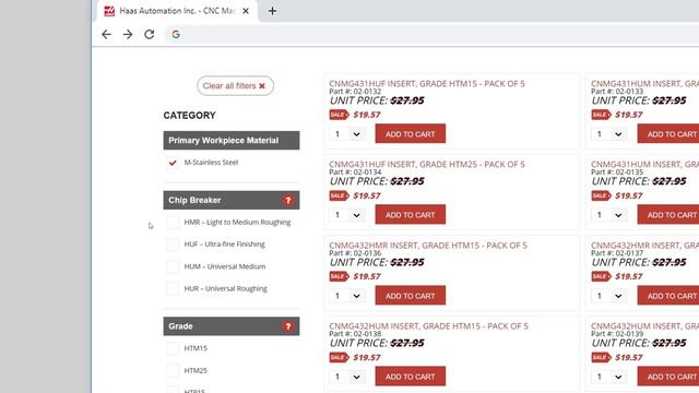 Find the Right Tool for the Job - Using Filters on HaasTooling.com - Haas Automation, Inc.