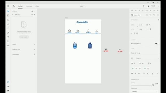 membuat desain tampilan apk depot air minum menggunakan Adobe XD