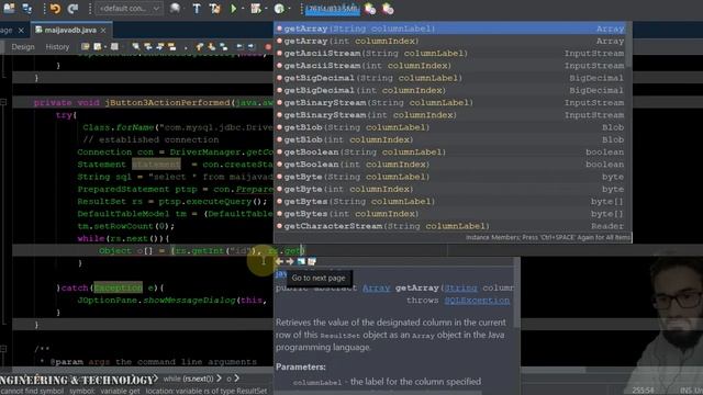 Java Advance | Mysql Databases | Lecture 5 | Select Query Coding | CSE | Pashto Language