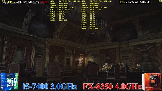 i5-7400 vs FX-8350  GTX 1070 OC  1920 x 1080  in 16 Games