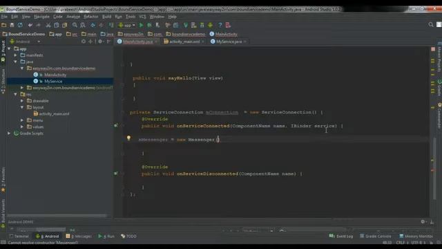 55 Bound Service Using Messenger   Android Studio Tutorial
