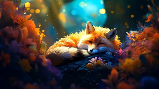 Спящая Лисица в Сказочном Лесу | A Cute Sleeping Fox in a Magical Forest - Живые Обои