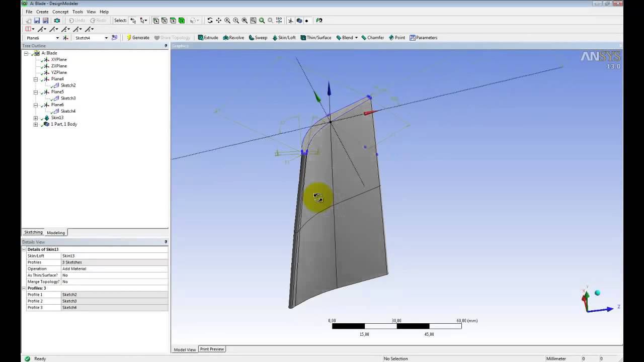 Cоздание параметрической CAD модели лопатки в среде Ansys Design Modeler