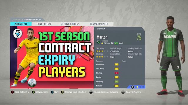 FIFA 20: 1ST SEASON CONTRACT EXPIRY PLAYERS