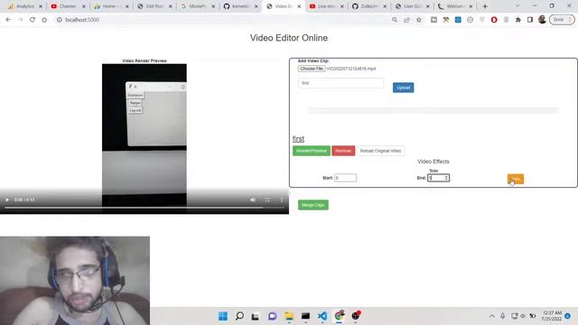 Python 3 Flask Video Editor With Live Preview in Browser Using MoviePy Library in HTML5 & Javascrip