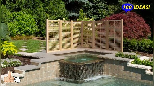 Landscape design of the plot with examples of garden arches, flower beds and reservoirs