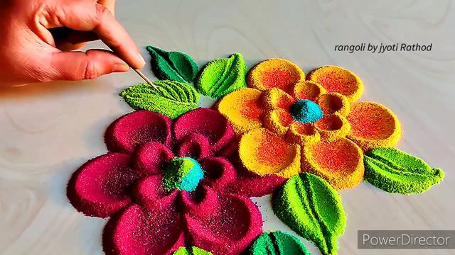 #1431 rangoli designs with colours   satisfying video   sand art