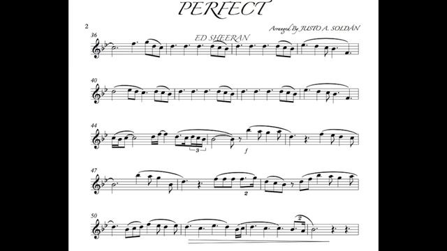 PERFECT ED SHEERAN "CLARINET" SHEET MUSIC AND PLAY ALONG BY JUSTO SOLDÁN, PARTITURA PARA CLARINETE